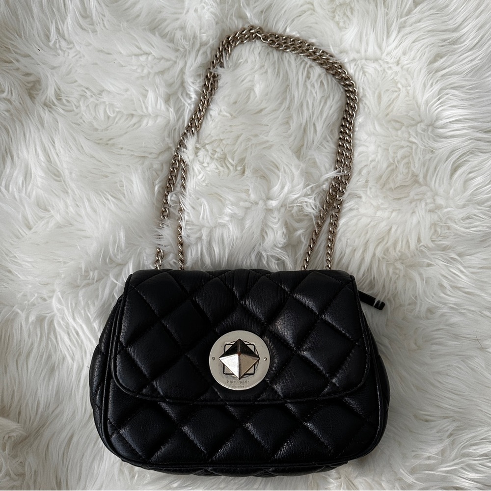 kate spade Black Honeycomb Flap Purse Bag